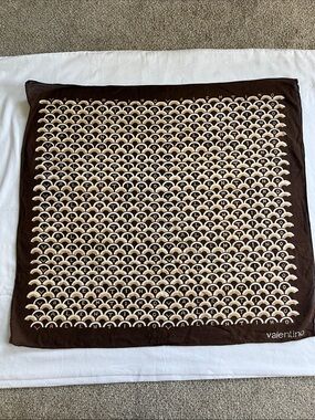 Valentino Brown and Cream Printed Logo Cotton Scarf